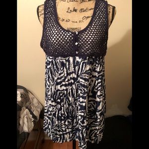 RQT | Navy Blue and White Blouse